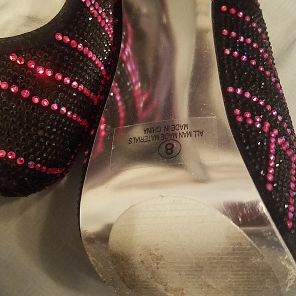 Black and pink rhinestone heels - Picture 3 of 4